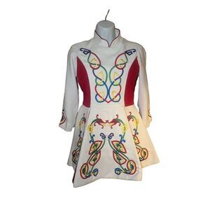 Handmade White Celtic Dragon Irish Dance Jig Dress